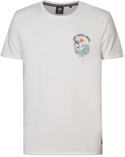 Petrol Industries Camiseta con cuello redondo y estampado - Blanco