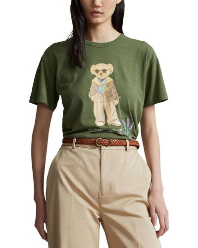 Polo Ralph Lauren Camiseta de manga corta y cuello redondo con motivo de oso - Verde