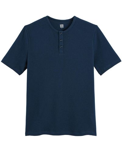 La Redoute Camiseta de manga corta con cuello tunecino - Azul