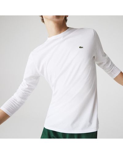 Lacoste Camiseta de manga larga de punto de algodón - Blanco