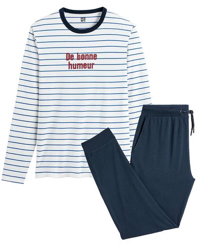 La Redoute Pijama con camiseta de rayas marineras - Azul
