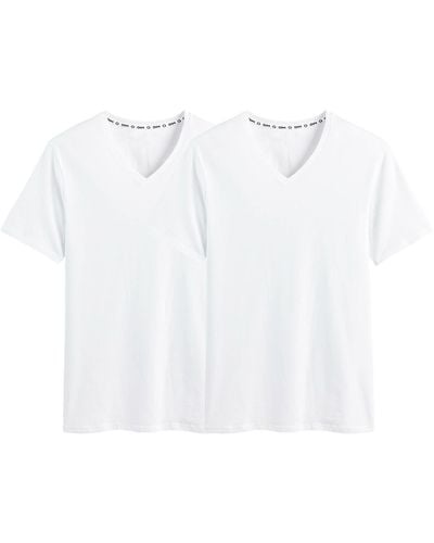 DIM Lote de 2 camisetas con cuello de pico, de algodón orgánico - Blanco