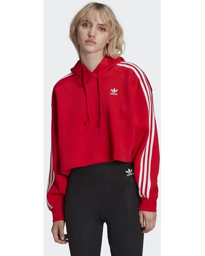 Sudadera roja básica con capucha y logo central de adidas Originals Plus