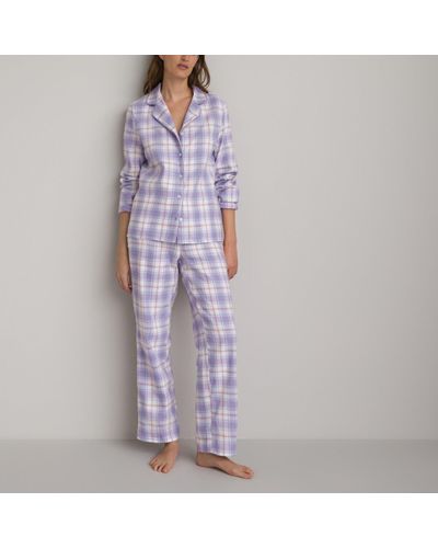 La Redoute Pijama de franela con estampado de cuadros - Blanco