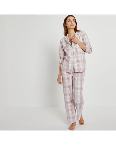 La Redoute Pijama de sarga de algodón, a cuadros - Gris