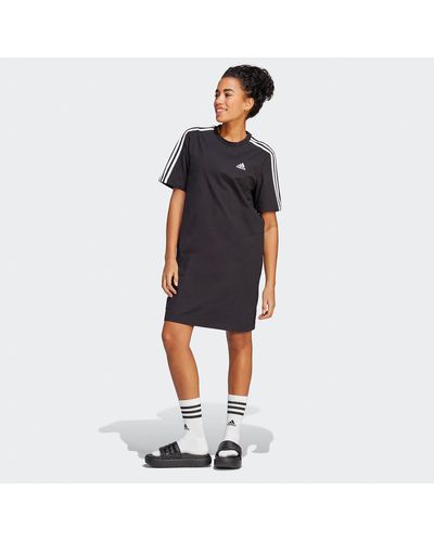 adidas Vestido camiseta Essentials Boyfriend Single Jersey 3 bandas - Negro