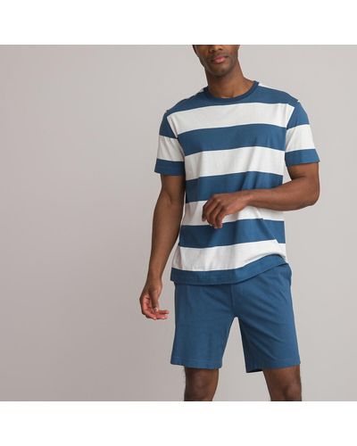 La Redoute Pijama con short de punto de algodón - Azul