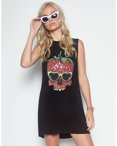 Lauren Moshi Deanna Strawberry Skull Sleeveless Dress - Black