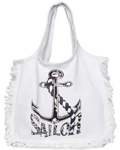 Lauren Moshi Miley Color Sailor Fringe Tote Bag - White