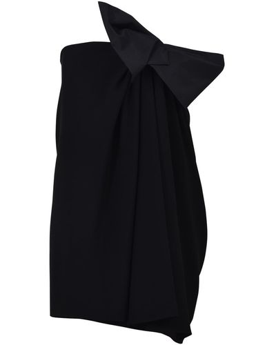 Saint Laurent Mini Dress With Bow - Black