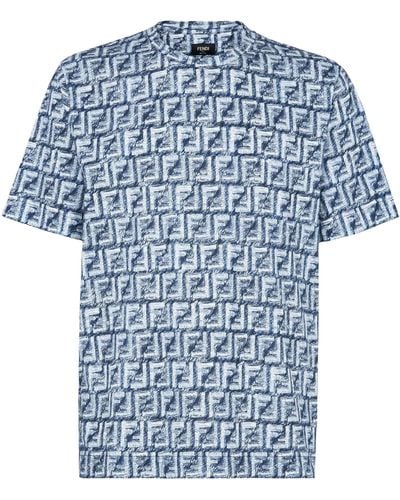 Fendi T-shirt girocollo FF - Blu