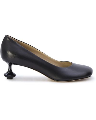 Loewe Toy Sculpted-heel Leather Heeled Courts - Black
