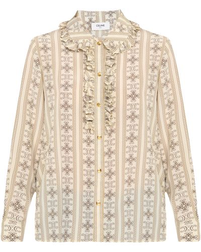 Celine Ruched Triomphe Shirt - Natural