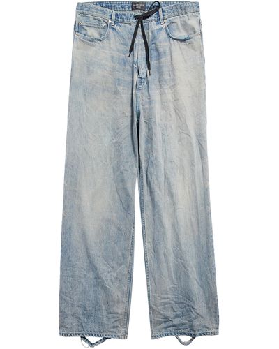 Balenciaga Jeans Baggy Con Coulisse - Blu