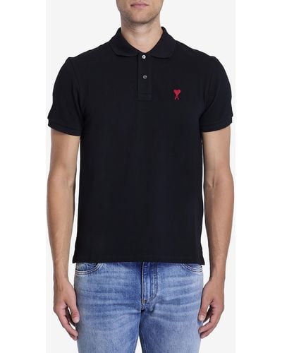 Ami Paris Ami De Coeur Polo Shirt - Black