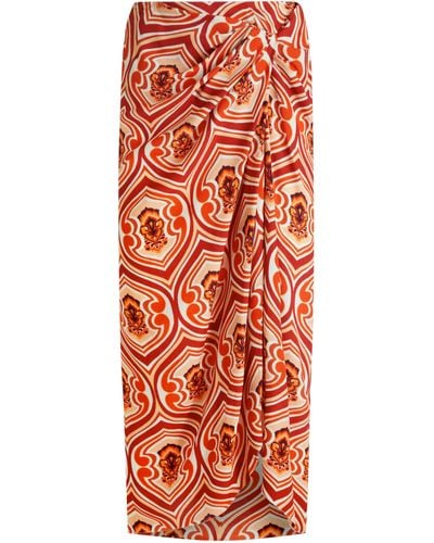 Etro Sarong Skirt With Graphic Print - Orange