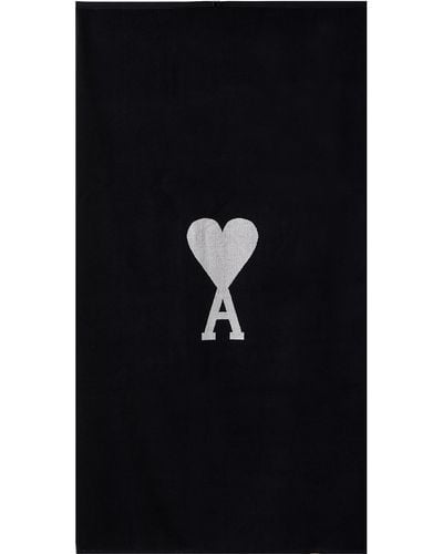 Ami Paris Ami De Coeur Beach Towel - Black