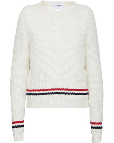 Thom Browne White Wool Sweater