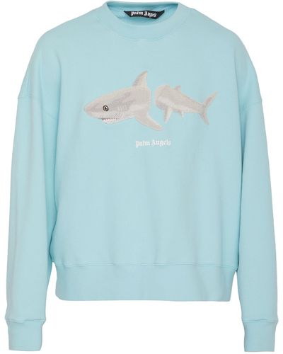 Palm Angels Light Blue Broken Shark Sweatshirt