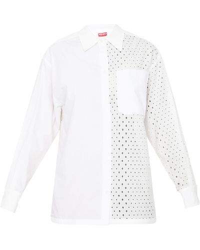 KENZO Broderie Anglaise Cotton Shirt - White