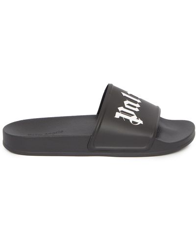 Palm Angels Rubber Slides With Logo - White