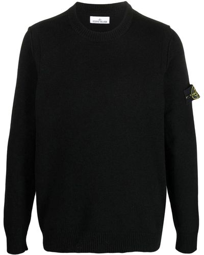 Stone Island Sweatshirt With Compass Application - Black