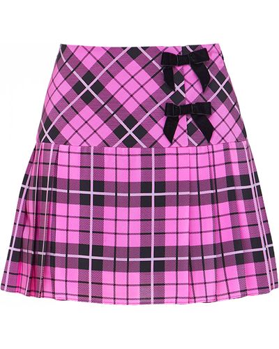 Alessandra Rich Tartan Miniskirt - Pink