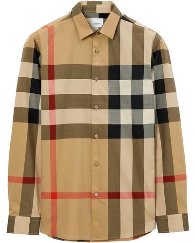 Burberry Check Cotton Shirt - Brown