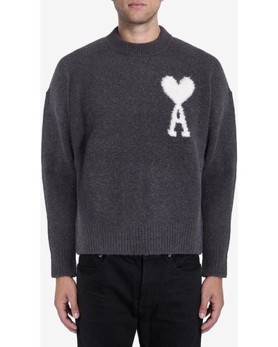 Ami Paris Ami De Coeur Jumper - Grey