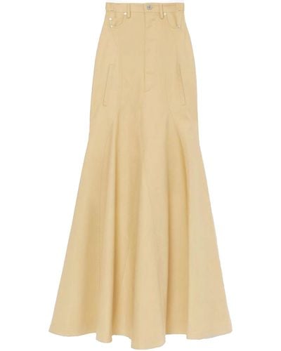 Burberry Cotton Gabardine Long Skirt - Natural