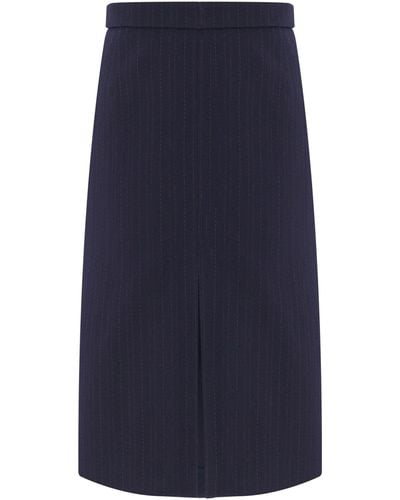 Saint Laurent Striped Wool Skirt - Blue