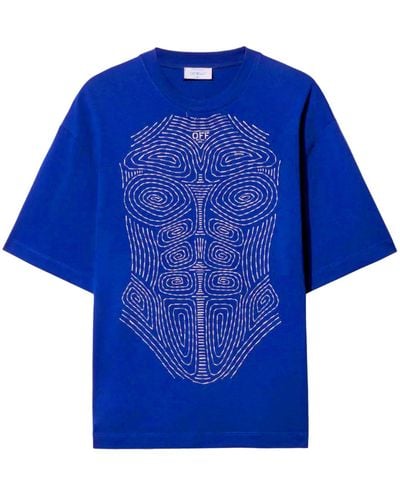 Off-White c/o Virgil Abloh Tshirt Body Stitch Skate - Blu