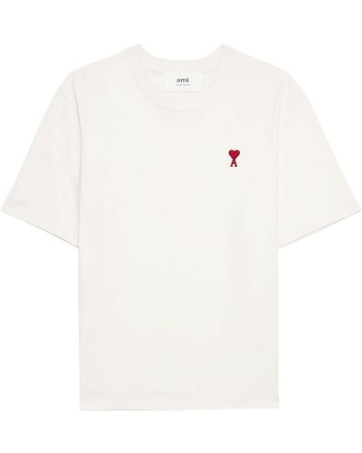 Ami Paris White T Shirt With Logo - Bianco