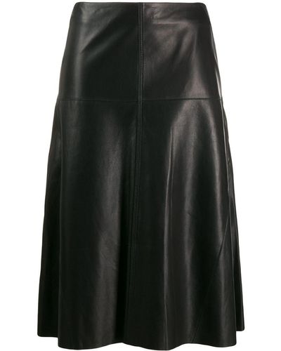 Arma A-line Leather Skirt - Black