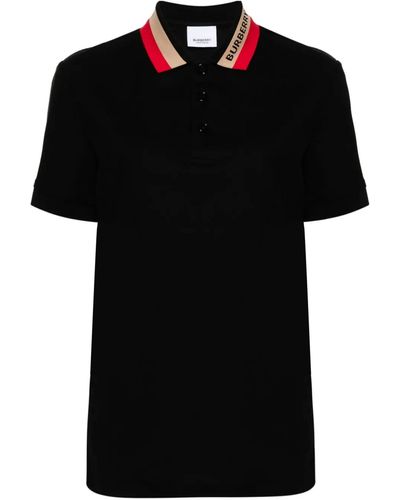 Burberry Polo Edney con colletto tricolore - Nero