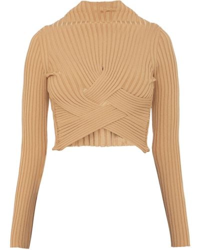 Stella McCartney Cropped Ribbed Sweater - Brown