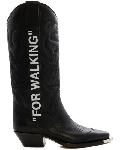 Off-White c/o Virgil Abloh For Walking Leather Cowboy Boots - Black