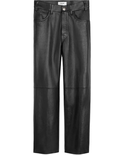 Celine Leather Trousers - Grey
