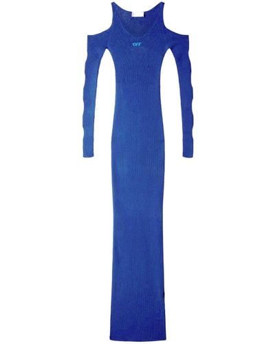 Off-White c/o Virgil Abloh Cutout Net Long Dress - Blue