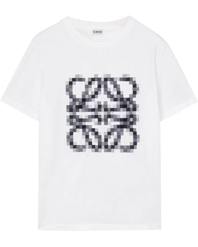 Loewe Pixelated Anagram Regular Fit T-shirt In Cotton - White