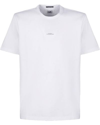 C.P. Company Tshirt in cotone con logo - Bianco