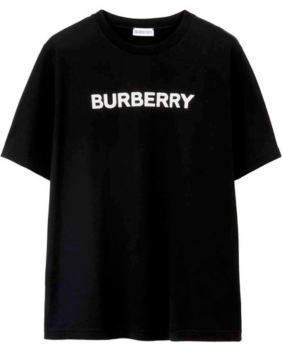 Burberry Maglietta con il collo dell'equipaggio nero con logo