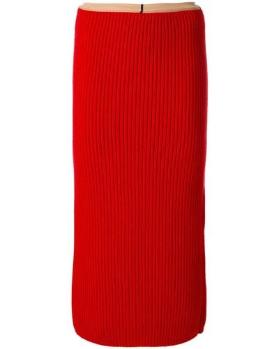 CALVIN KLEIN 205W39NYC Ribknit Midi Skirt - Red