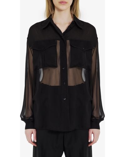 Saint Laurent Silk Crepe Shirt - Black