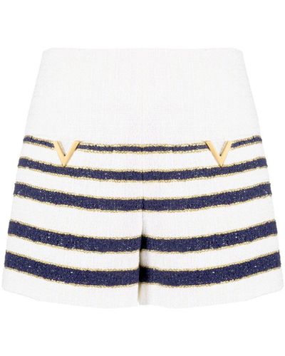 Valentino Garavani Shorts in mariniere tweed - Bianco