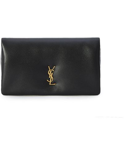 Saint Laurent Large Bifold Wallet With Chain - White