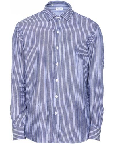Salvatore Piccolo Striped Cotton Shirt - Blue