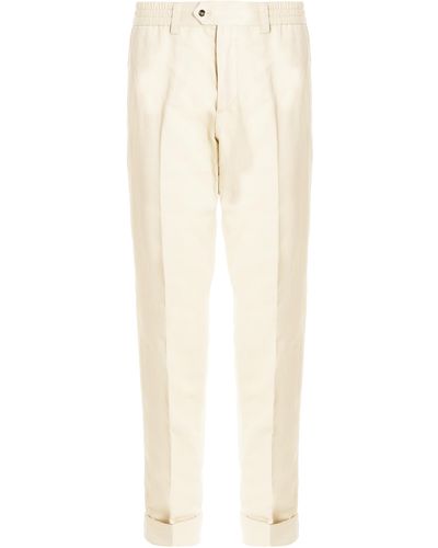 PT Torino Cotton And Linen Trousers - White