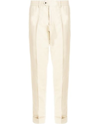 PT Torino Cotton And Linen Trousers - White