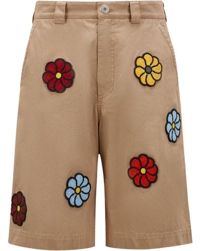 Moncler Floral Embroideries Bermuda Shorts - Natural